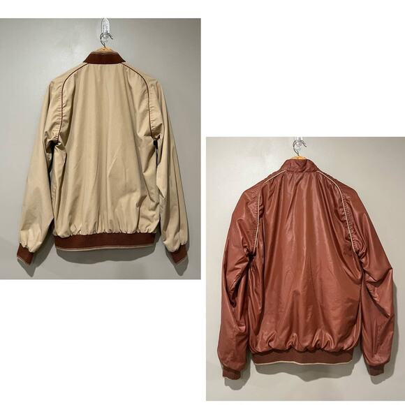 Vintage Sears Bomber Jacket Size Large Reversible Tan Trench Rust Rain - Picture 2 of 14